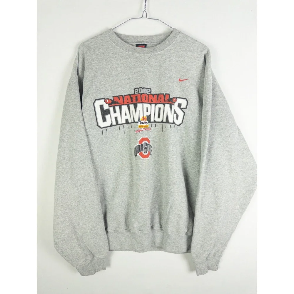 Vintage Nike Ohio State 2002 National Champions Crewneck Sweatshirt Mens L Gray